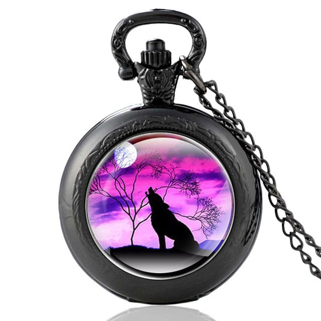 New Fashion Vintage Bronze Mysterious Wolf Quartz Pocket Watch Retro Men Women Wolf Pendant Necklace Antique Jewelry