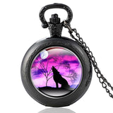 New Fashion Vintage Bronze Mysterious Wolf Quartz Pocket Watch Retro Men Women Wolf Pendant Necklace Antique Jewelry